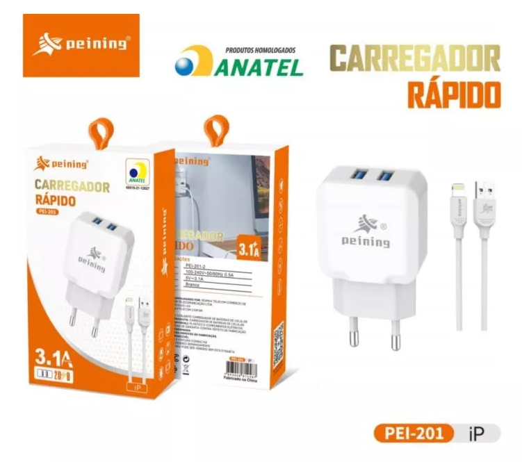 CARREGADOR IOS PEINING 3.1A PEI-201 IP