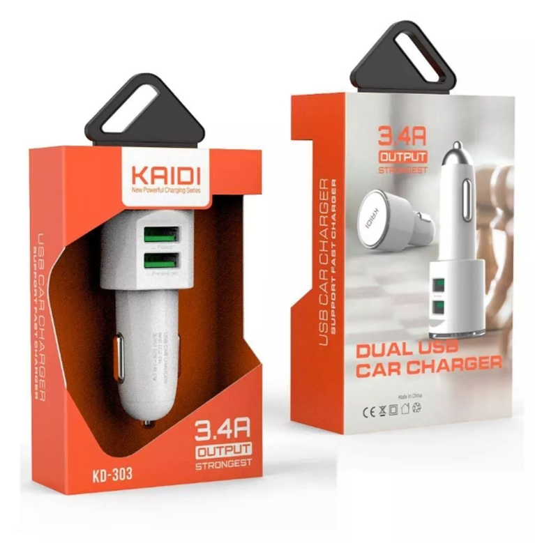 FONTE VEICULAR DUPLA PORTAS USB - KAIDI